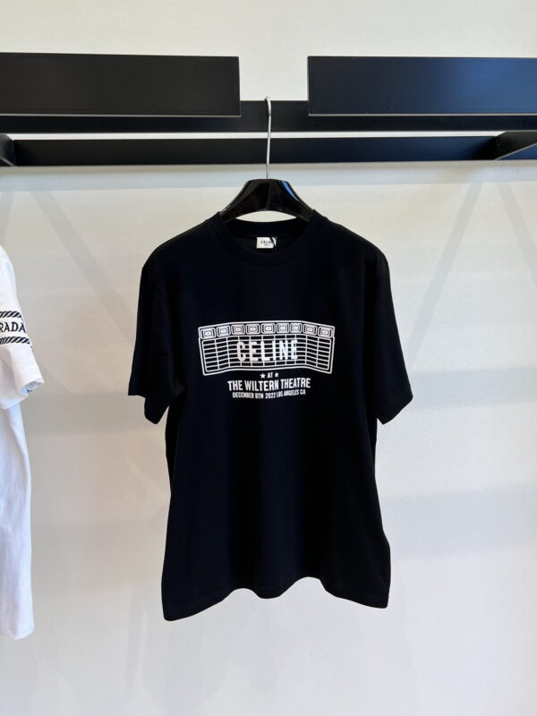 Celine | T-shirt à Col Rond à Manches Courtes avec Imprimé de Lettres en Velours – Nouvelle Collection Été