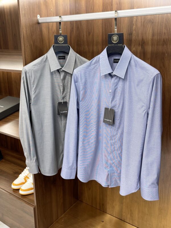 ZEGNA – Chemise de Bureau Décontractée à Manches Longues avec Tissu Jacquard Fin