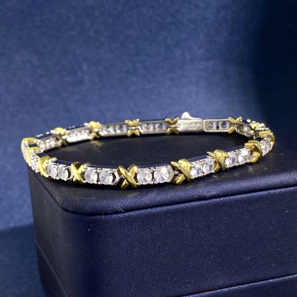 Bracelet Tiffany Schlumberger avec Zircons, Diamants et Symbole X en Métal