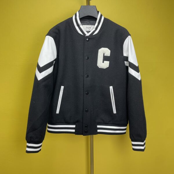 Celine 2023 Nouvelle Collection Automne/Hiver Veste de Baseball Noir et Blanc