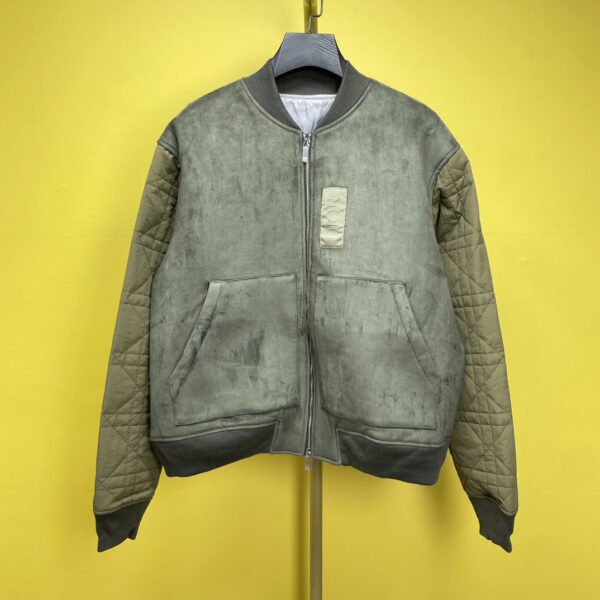 Veste en cuir noire style collégial à fermeture éclair – Collection automne-hiver CD