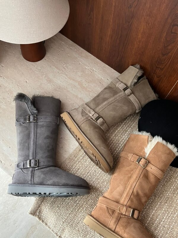Bottes Longues UGG Automne-Hiver – Bottes de Cavalier Convertibles avec Boucle en Cuir