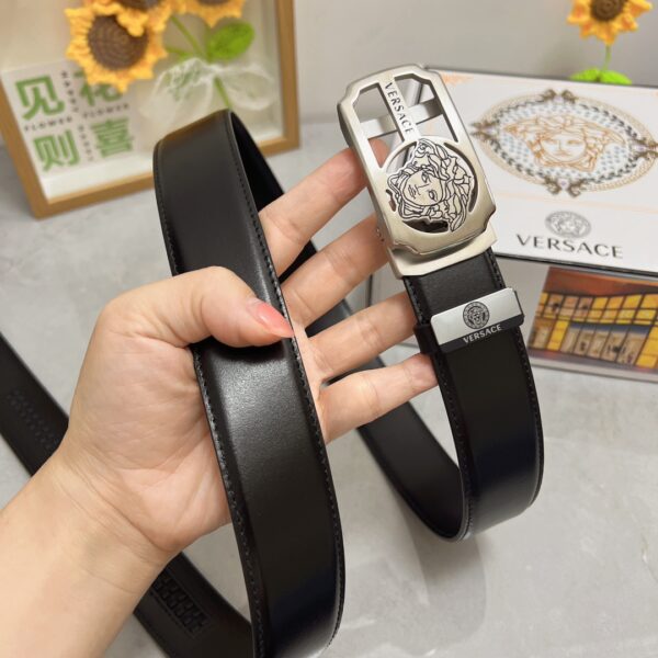 Ceinture Automatique VERSACE en Cuir de Première Qualité avec Boucle en Acier Inoxydable 24K
