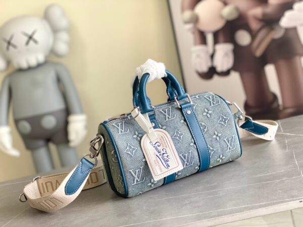 Louis Vuitton Keepall Bandoulière 25 en Denim Vintage