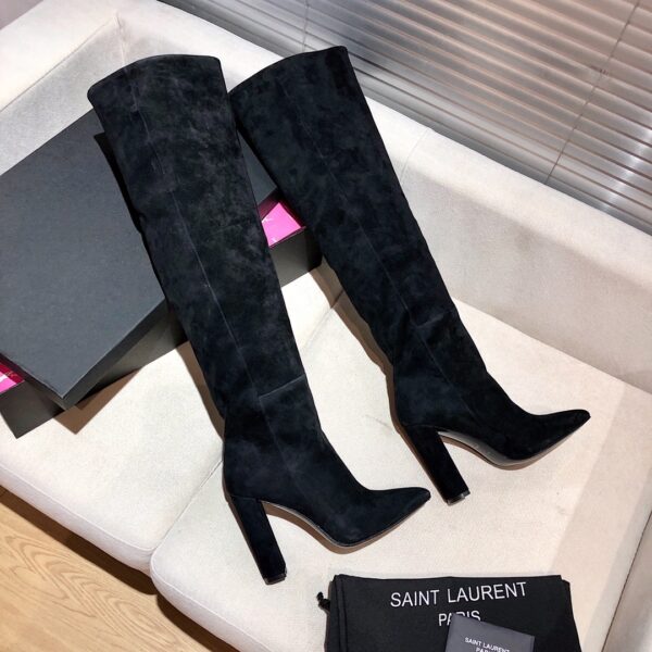 Bottes Hautes à Talons Saint Laurent – Élégance et Confort avec le Cuir de Qualité Supérieure