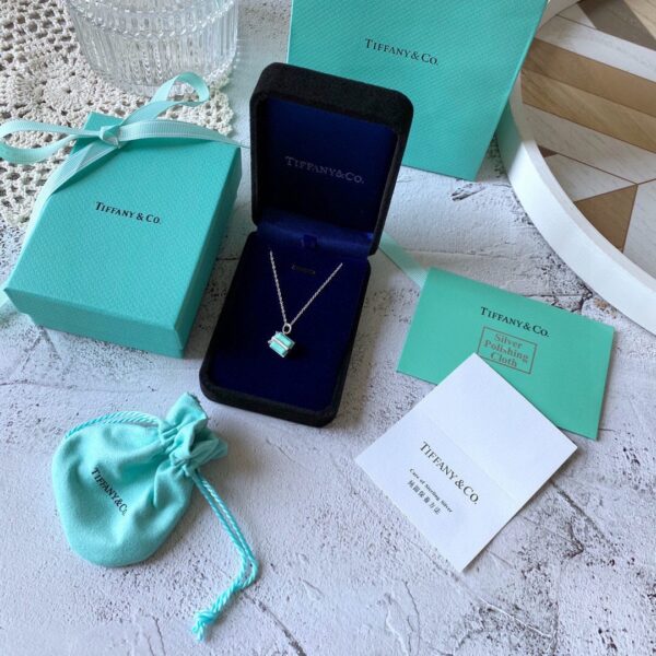 Collier Pendentif Émail Tiffany 925 en Coffret Cadeau