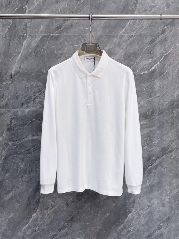 Polo homme de collection exclusive Saint Laurent, manches longues, version haut de gamme