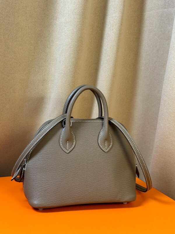 Hermès Bolide Mini en Cuir de Chèvre Gris Éléphant avec Quincaillerie Argentée