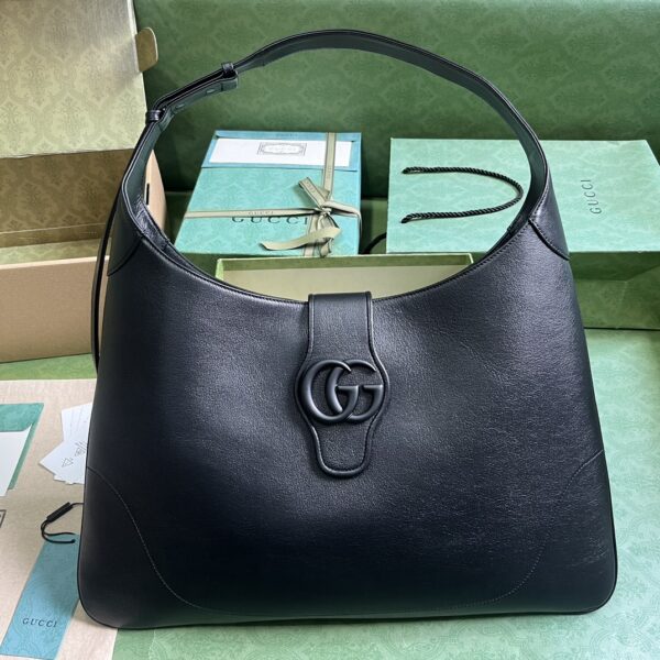 Gucci Aphrodite – Grand Sac à Épaule en Cuir Noir