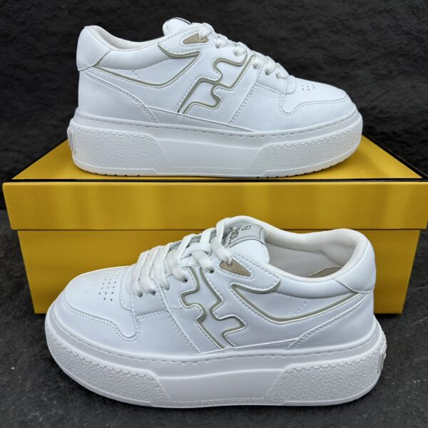 Fendi Match – Sneakers basses à plateforme en cuir blanc