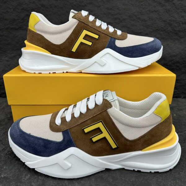 Fendi Flow – Sneakers basses en daim et mesh multicolore