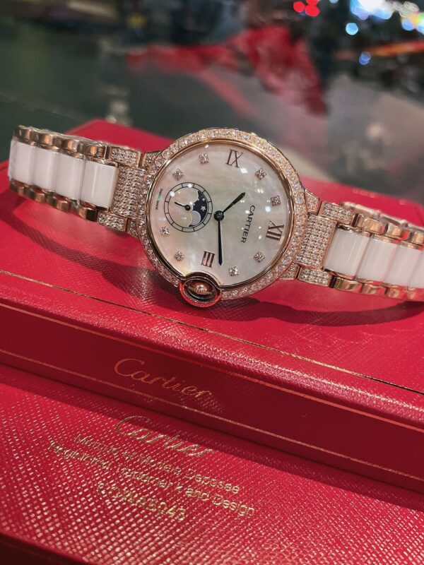 Montre Cartier Ballon Bleu Femme – Édition Luxe en Or Blanc et Diamants – Affichage Astronomique