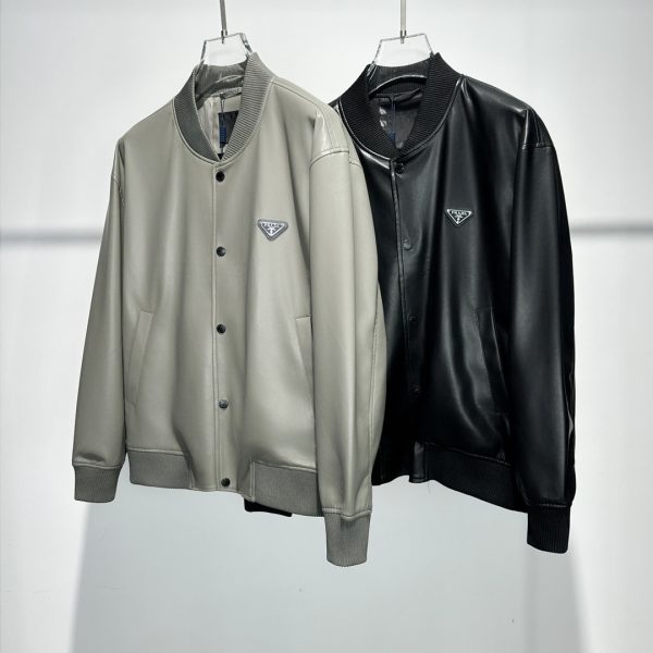 Veste Bomber en Cuir Style Baseball PRA – Classique Intemporel avec Logo Signature
