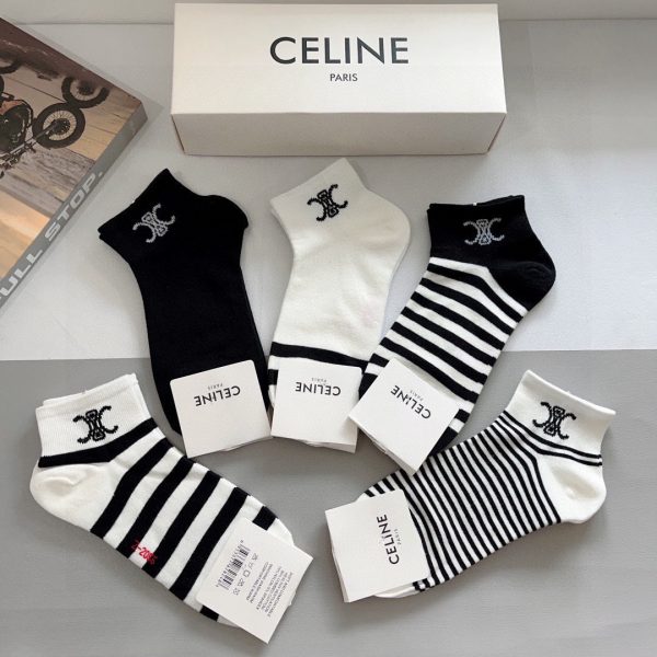 Chaussettes Basses CELINE – Lot de 5 Paires, Coton Premium & Style Discret