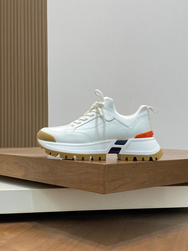 Hermès – Baskets Homme en Cuir Nappa et Toile Signature, Semelle Bicolore Légère