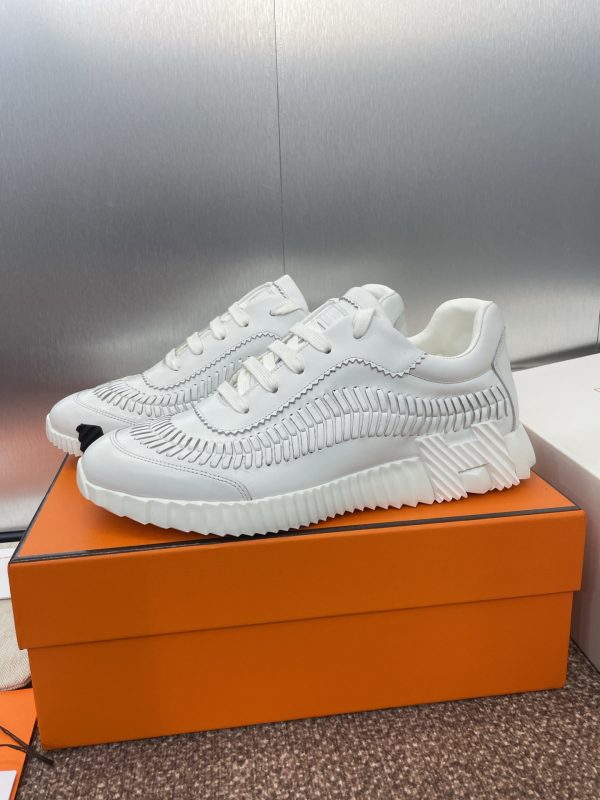 Hermès – Baskets Couple Luxe Bicolores, Cuir Premium & Semelle Épaissie (3,5 cm)