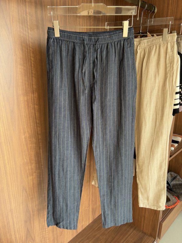 Pantalon en lin brodé, style casual chic