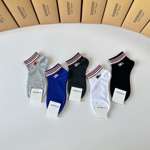 Burberry – Lot de 5 Paires de Chaussettes Mi-Hautes Style “Froncées” avec Packaging Officiel